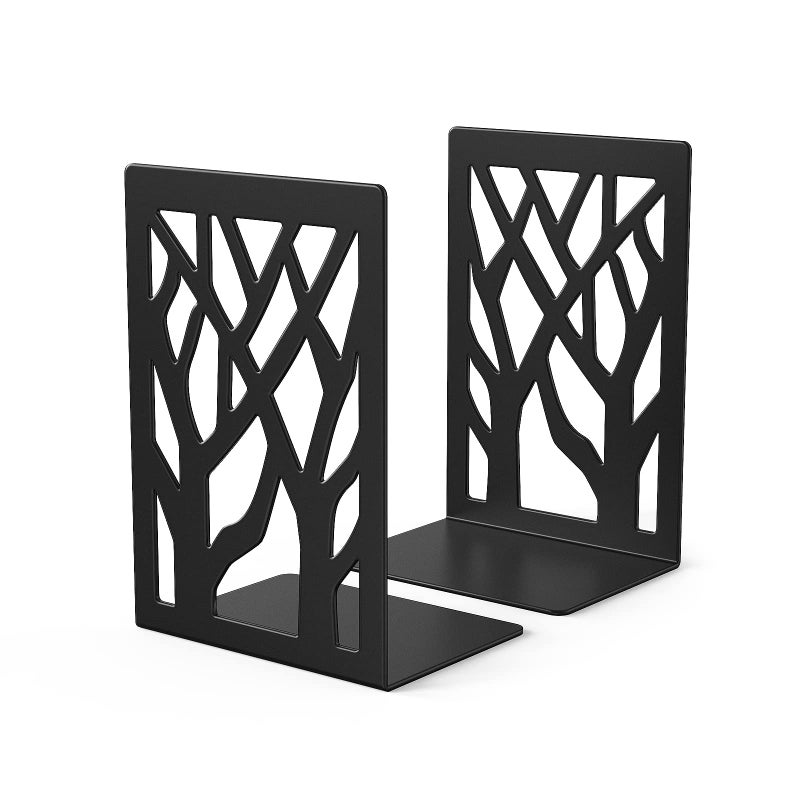 shikaman Metal Bookends-Heavy Book Ends for Shelves,Book Shelf Holder Home Decorative,Black Bookend Supports - Image 3